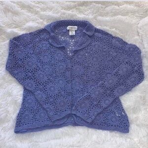 Vintage Y2K purple crochet cardigan XL